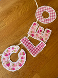 Pink Strawberry Gingham Personalised Name Banner